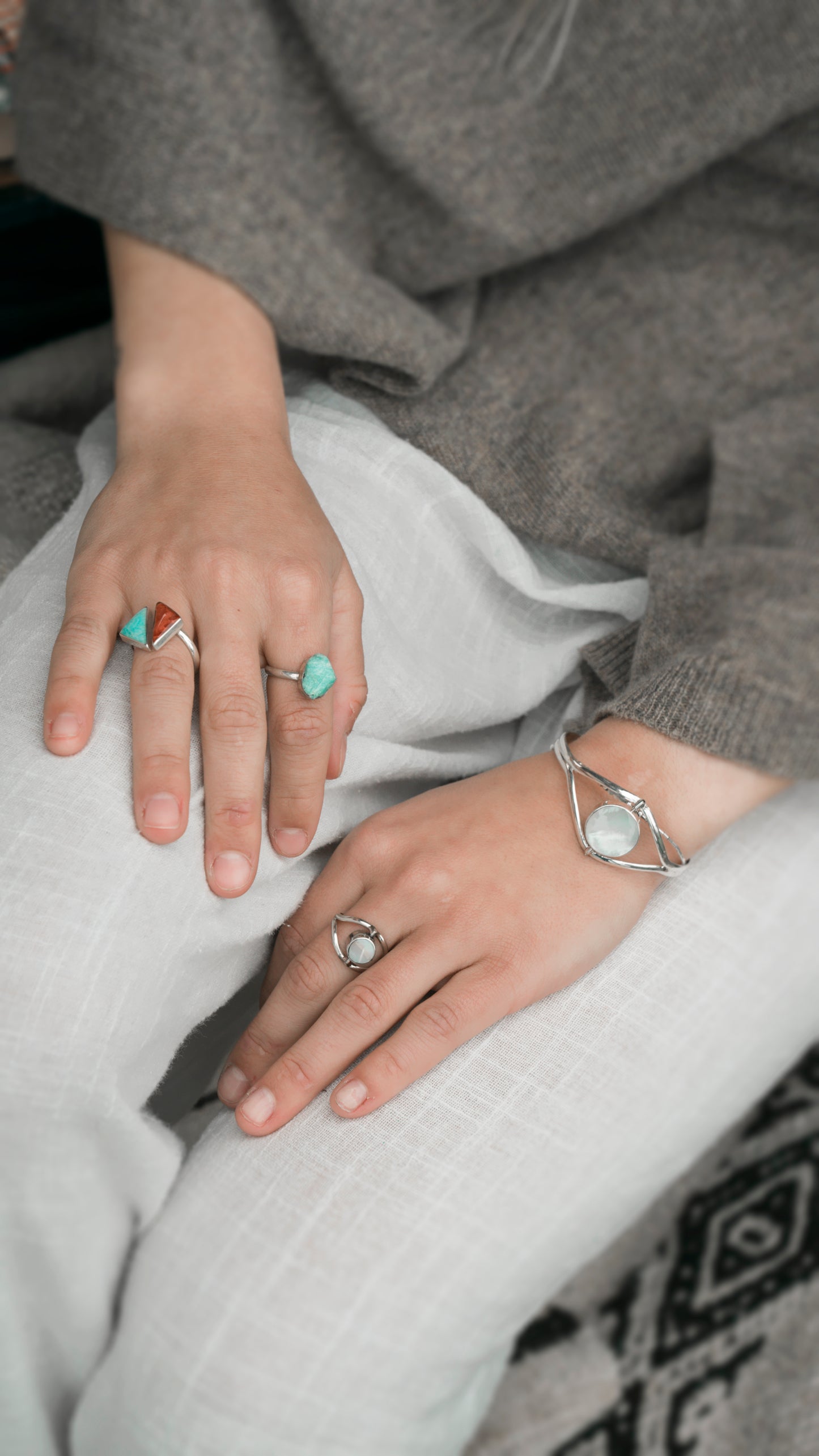 Amazonita Silver Ring