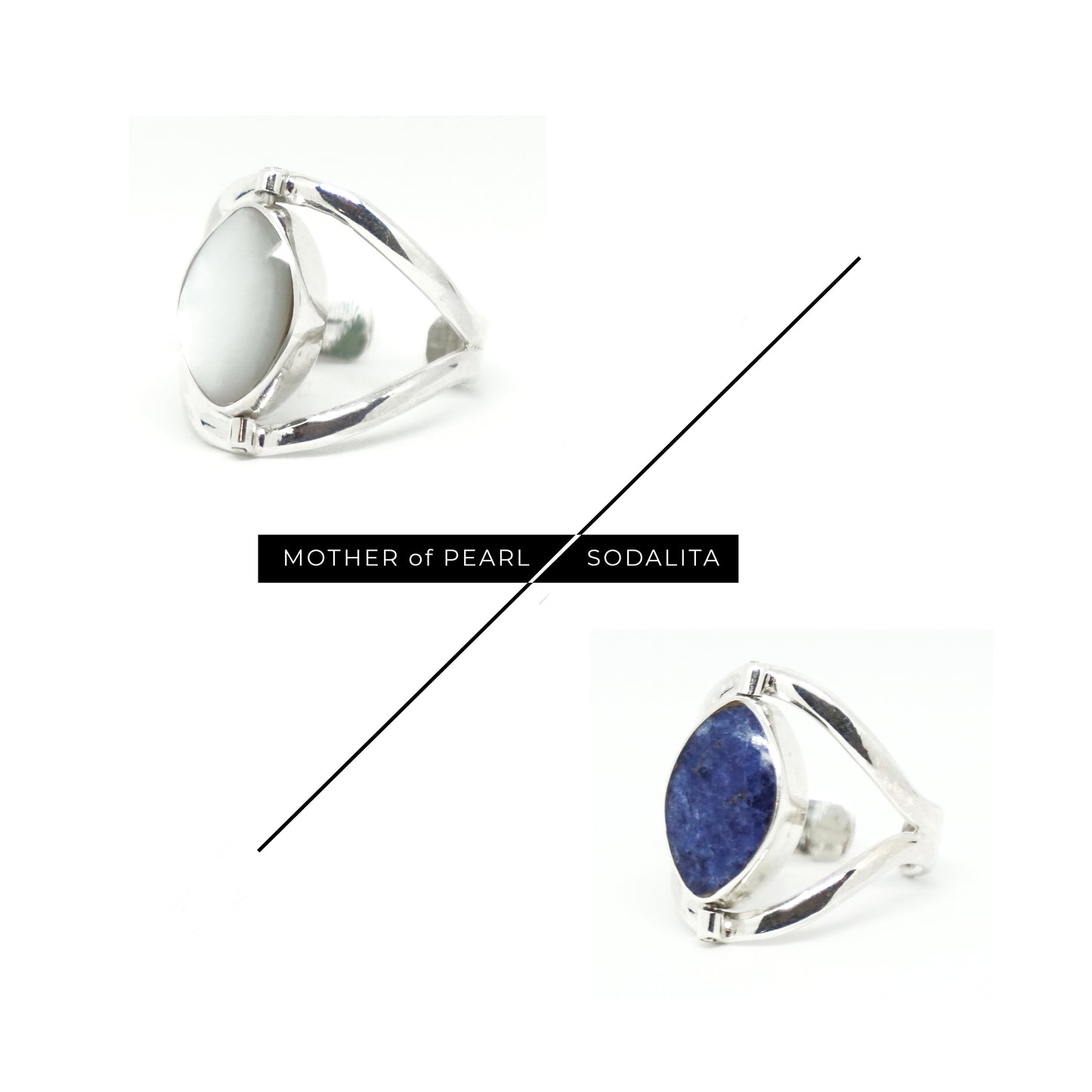 Eye Shape Silver Reversible Ring