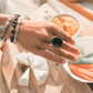 Tourmaline and Silver bead bracelet