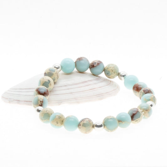 Amazonite and silver bead bracelet