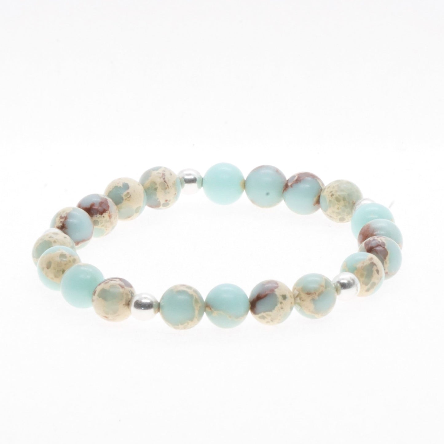 Amazonite and silver bead bracelet