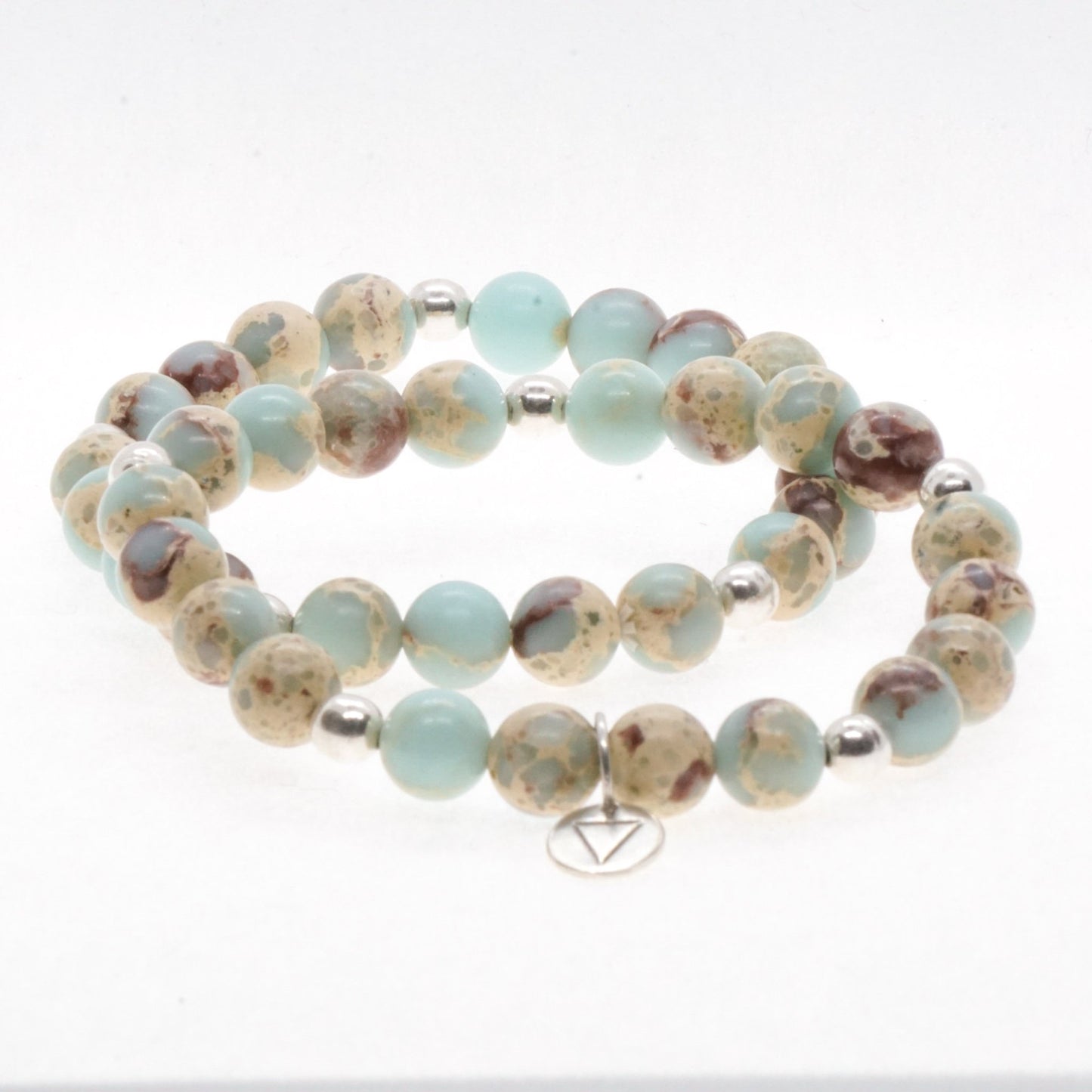 Amazonite and silver bead bracelet