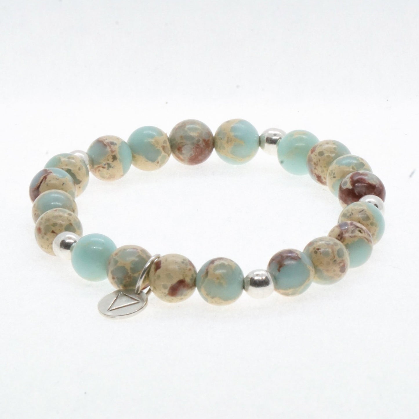 Amazonite and silver bead bracelet