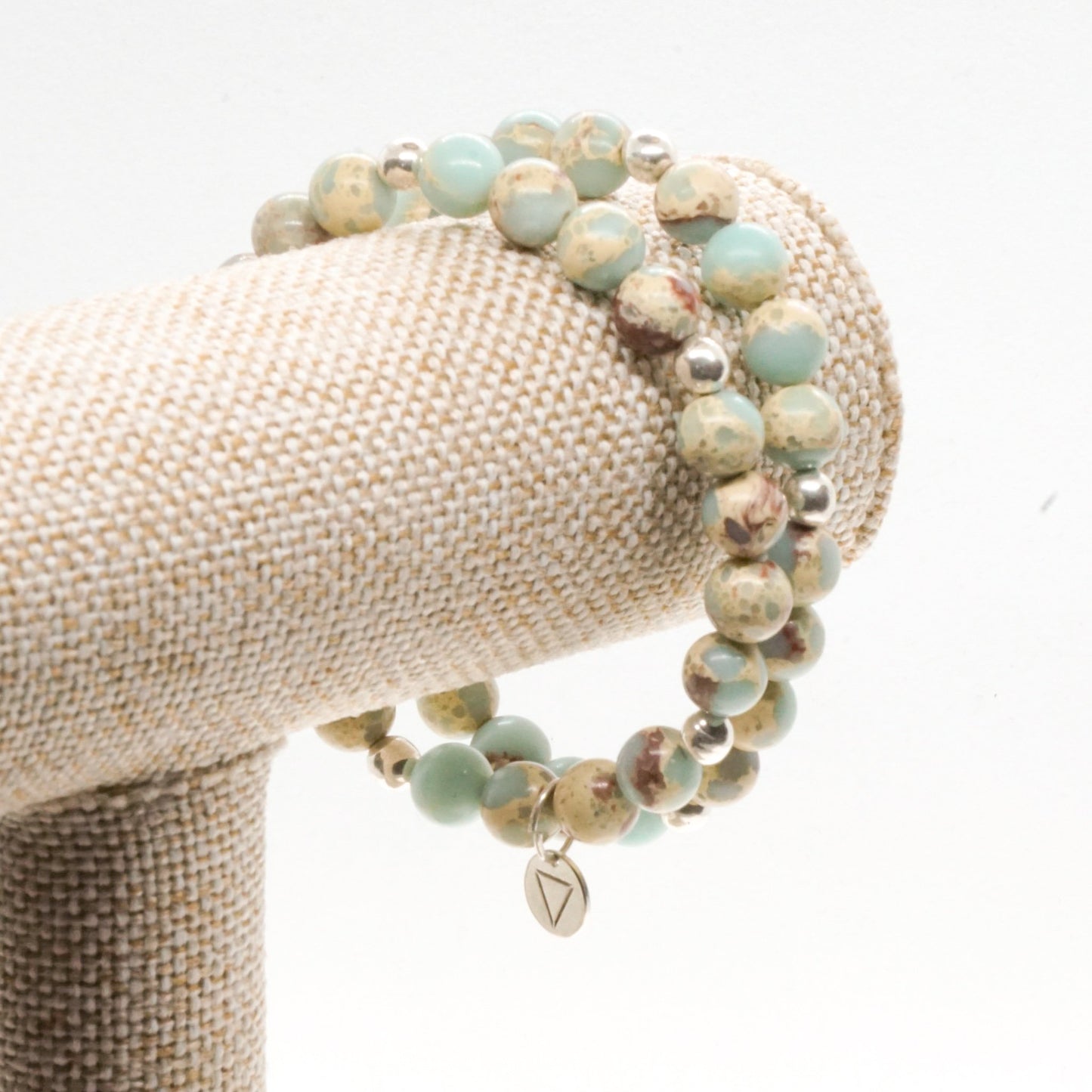 Amazonite and silver bead bracelet