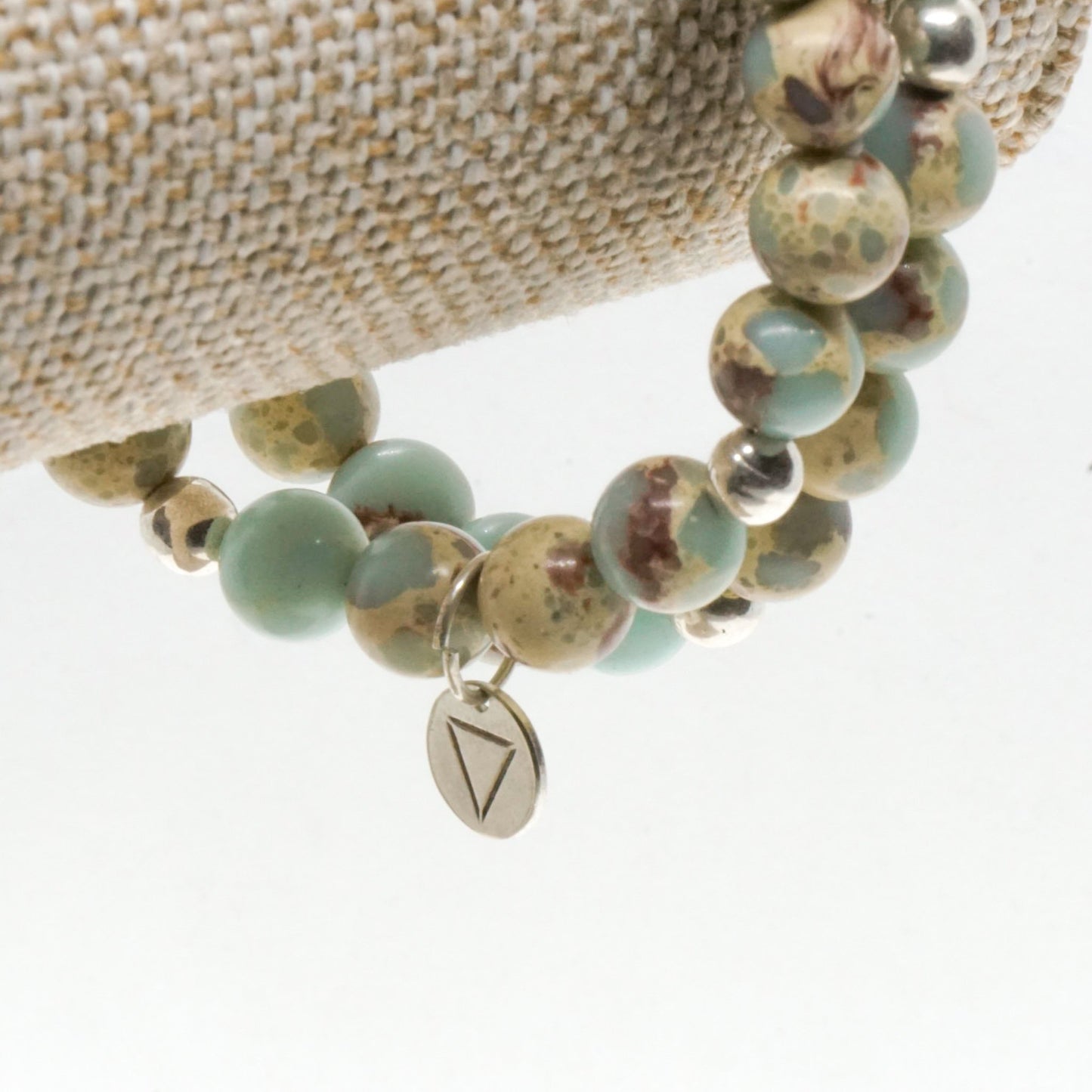 Amazonite and silver bead bracelet