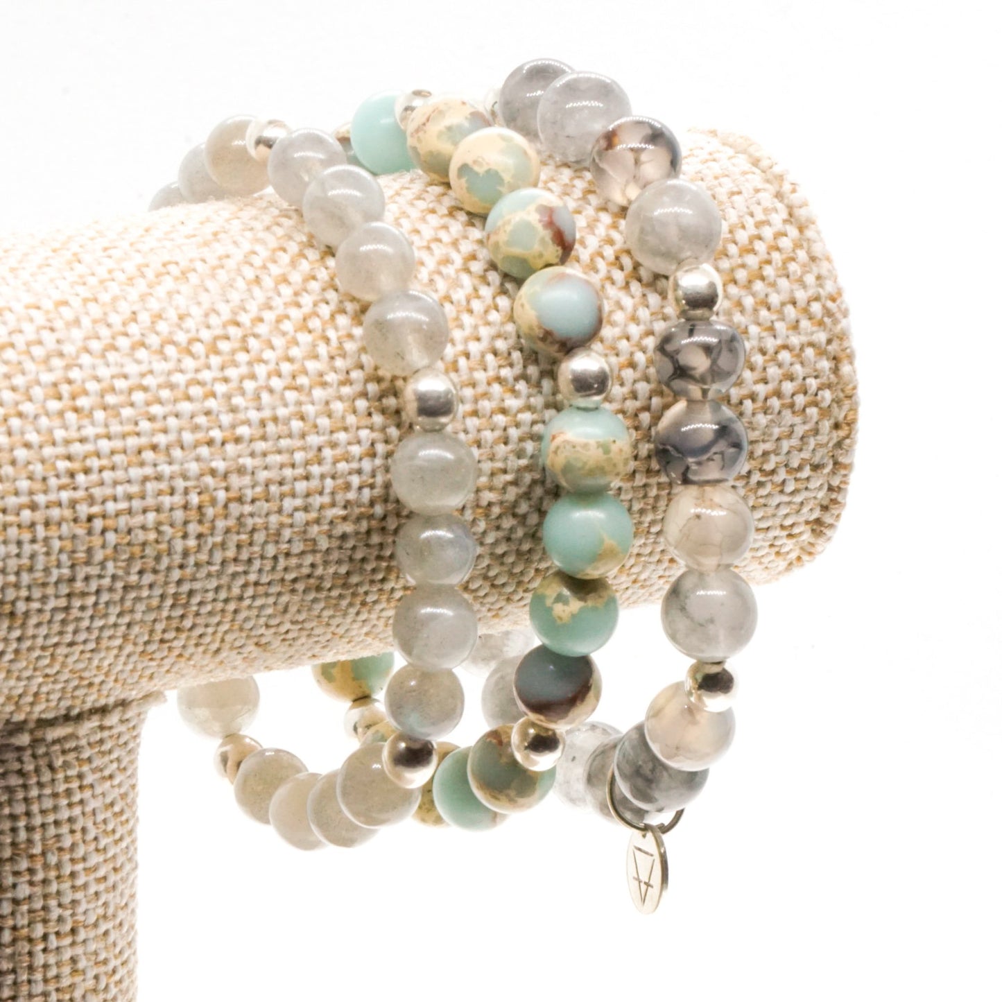 Amazonite and silver bead bracelet