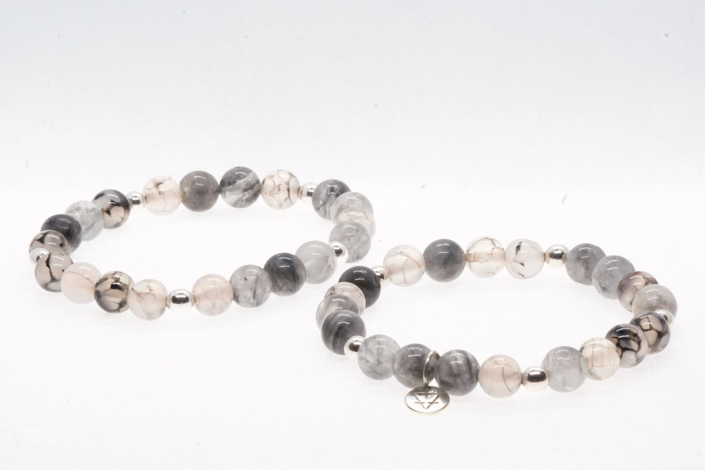 Smoky Quartz and Silver bead bracelet