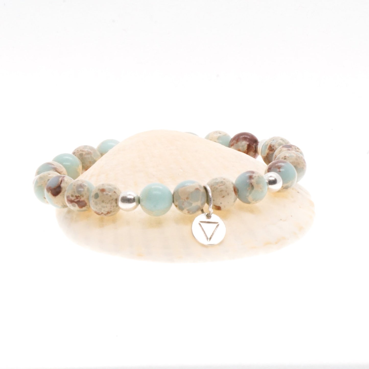 Amazonite and silver bead bracelet