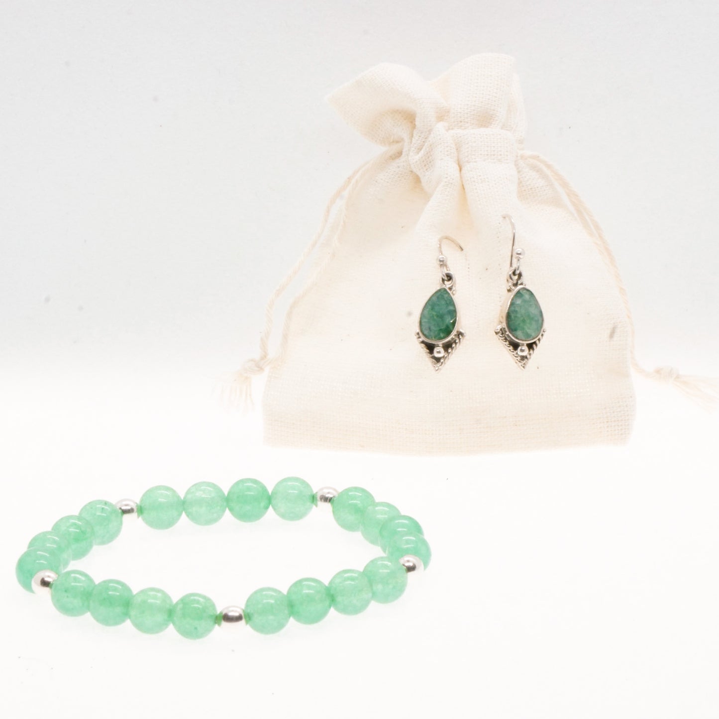 Aventurine and Silver bead bracelet