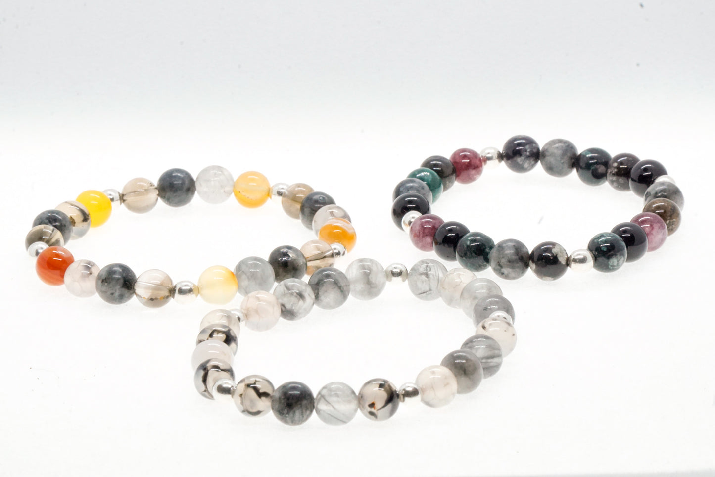 Agate and Silver bead bracelet