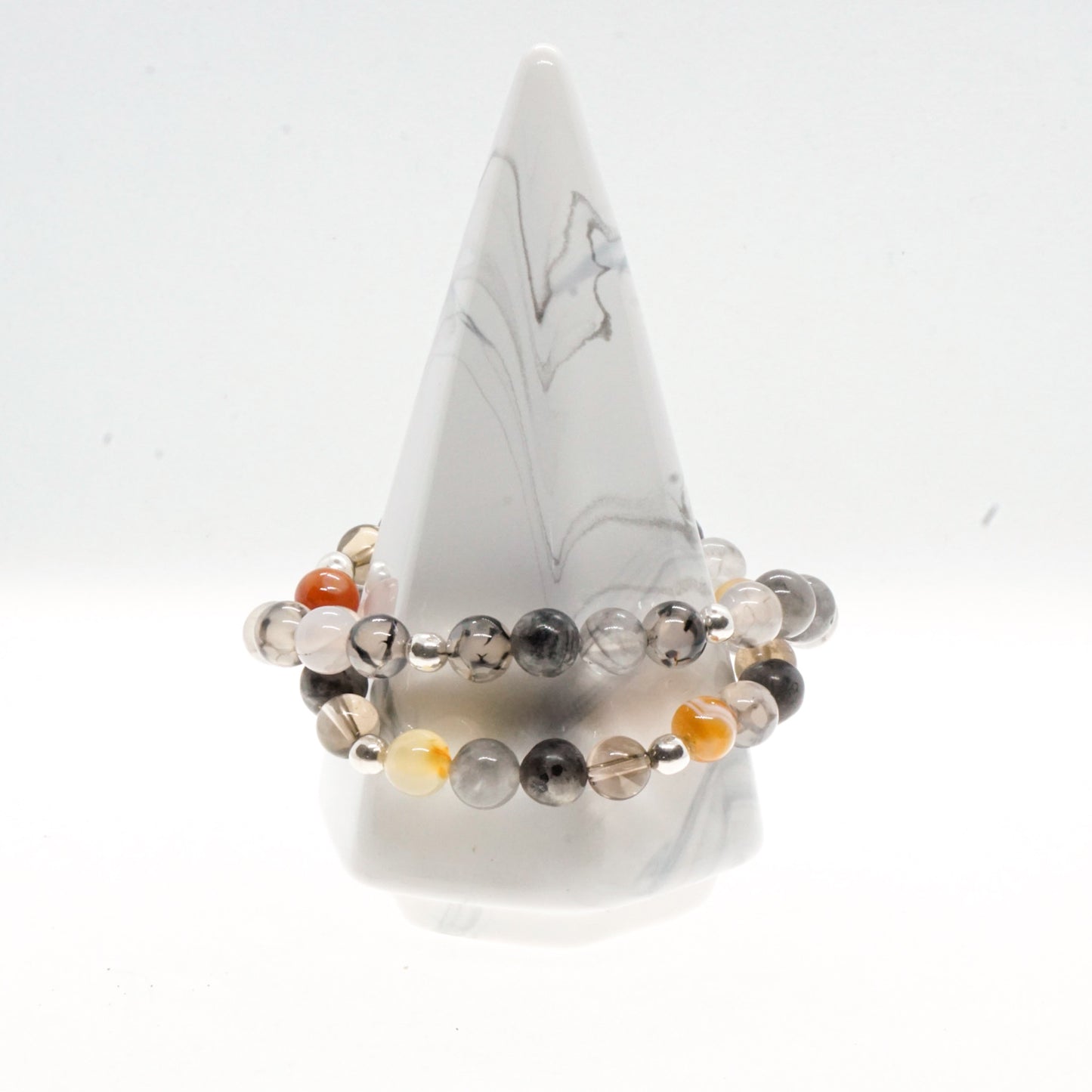 Agate and Silver bead bracelet