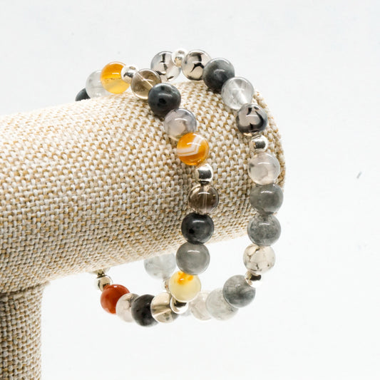 Agate and Silver bead bracelet