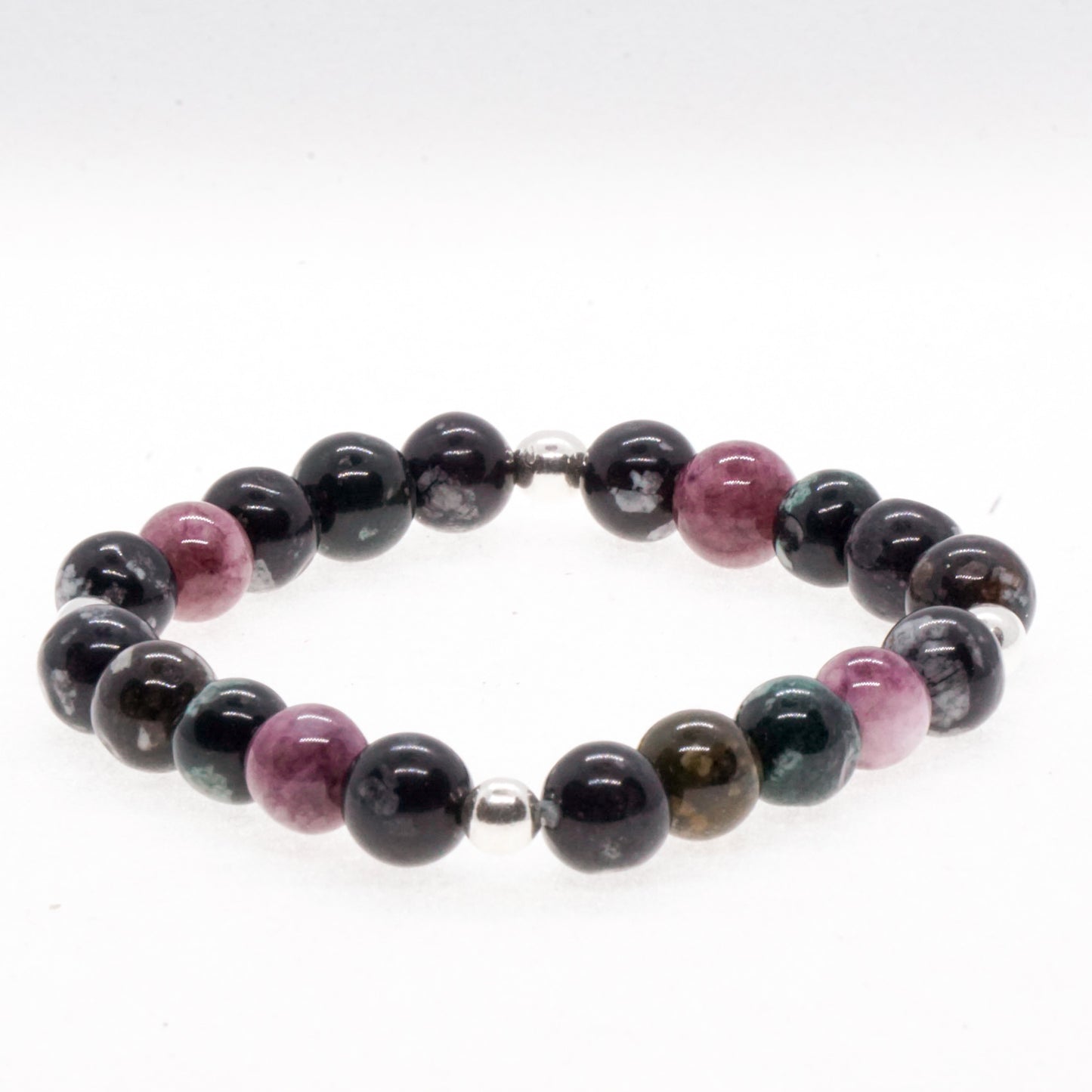 Tourmaline and Silver bead bracelet