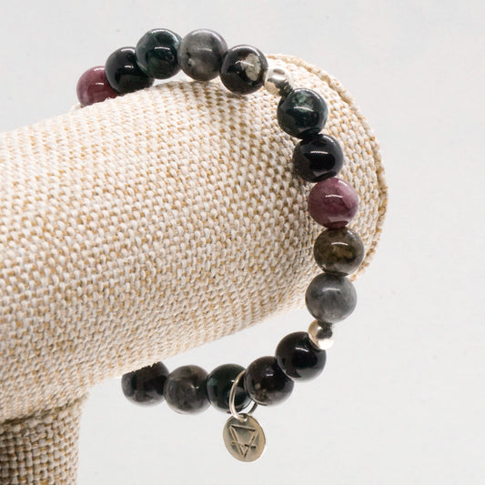 Tourmaline and Silver bead bracelet