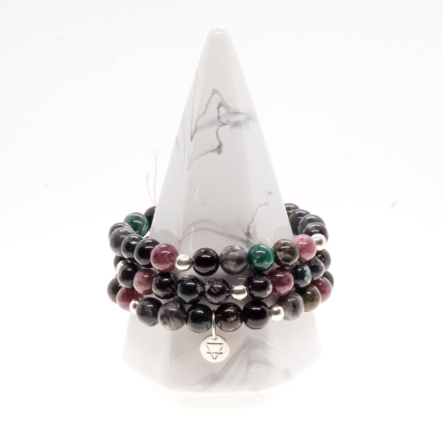 Tourmaline and Silver bead bracelet