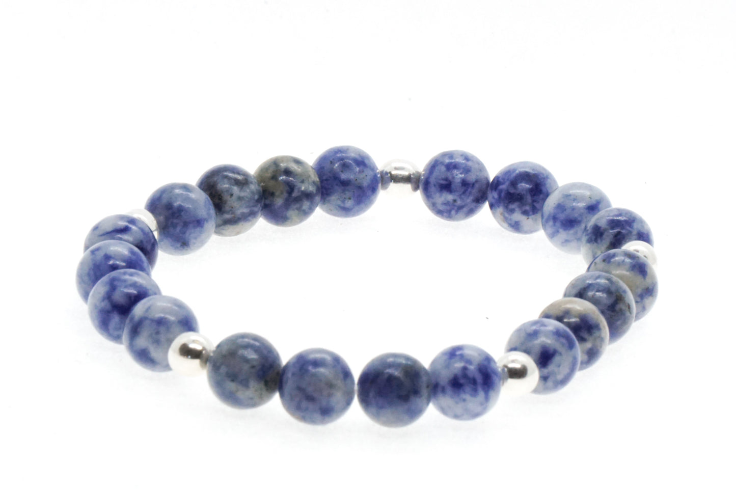 Sodalite and Silver bead bracelet