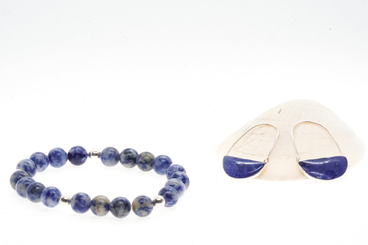 Sodalite and Silver bead bracelet