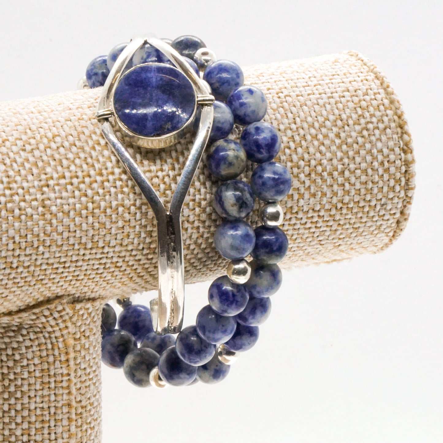 Sodalite and Silver bead bracelet