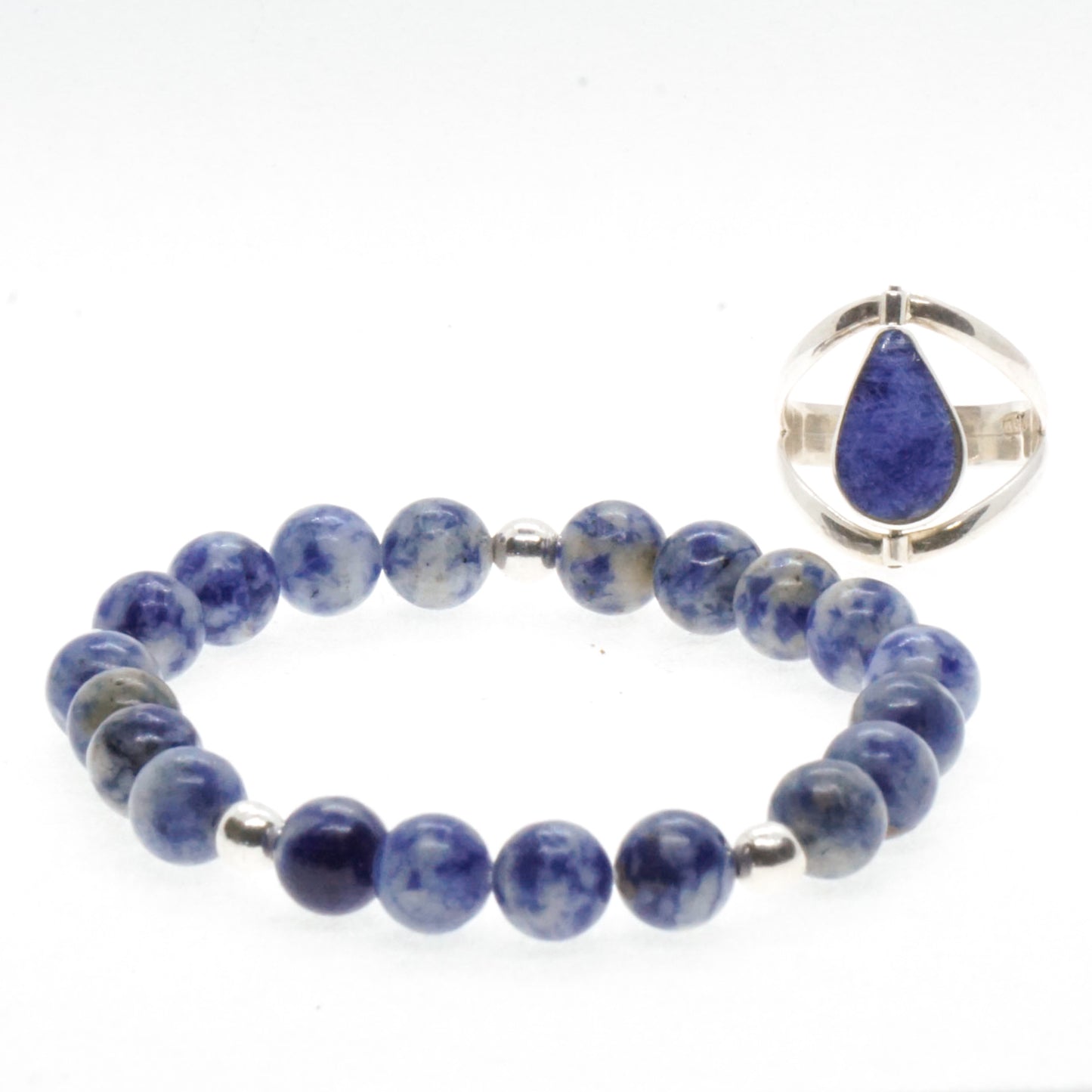 Sodalite and Silver bead bracelet