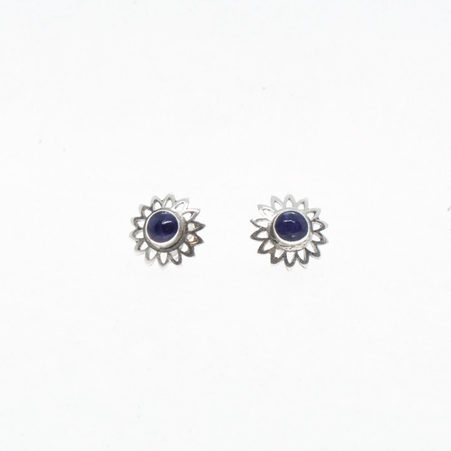 Natural Stone Flower Silver Studs