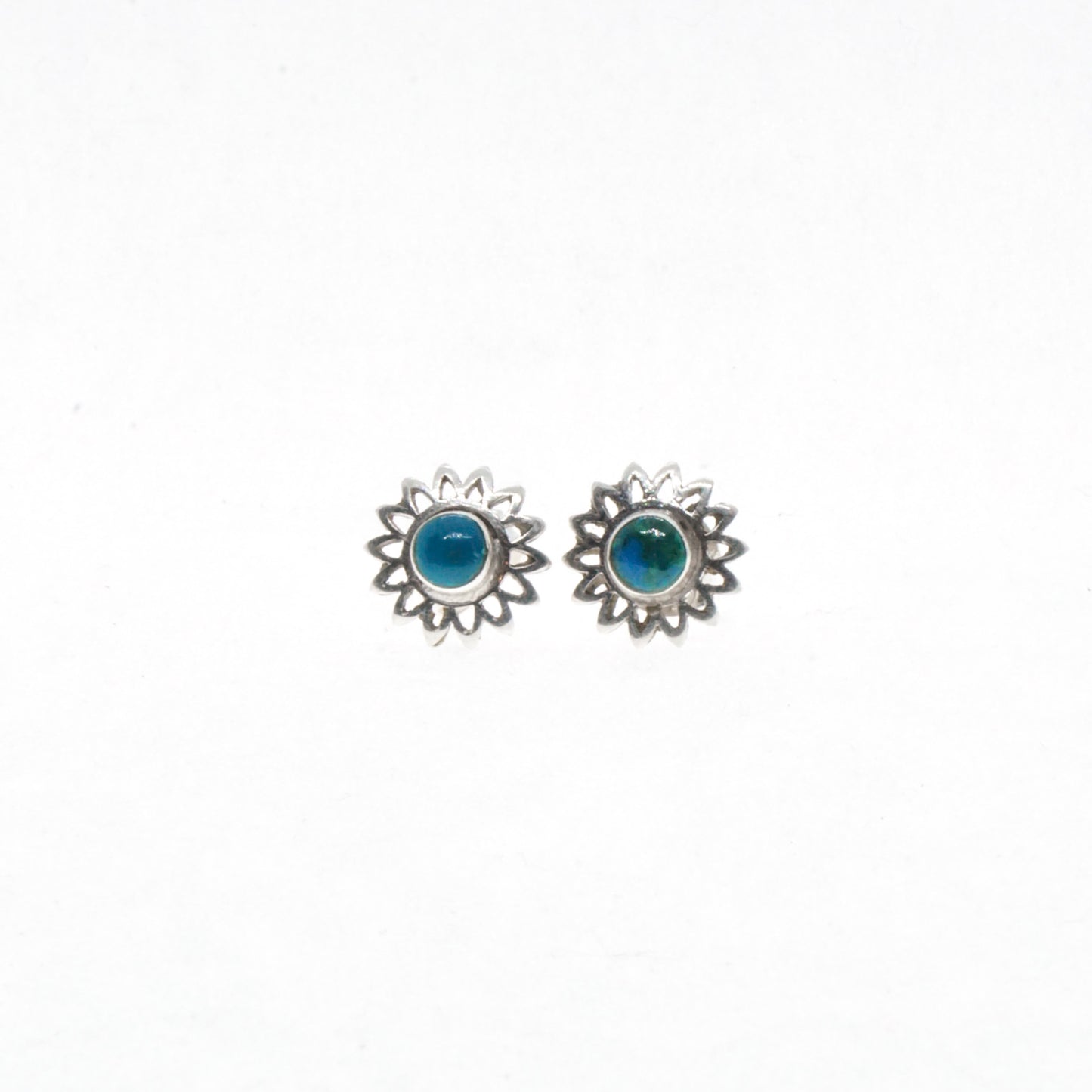 Natural Stone Flower Silver Studs